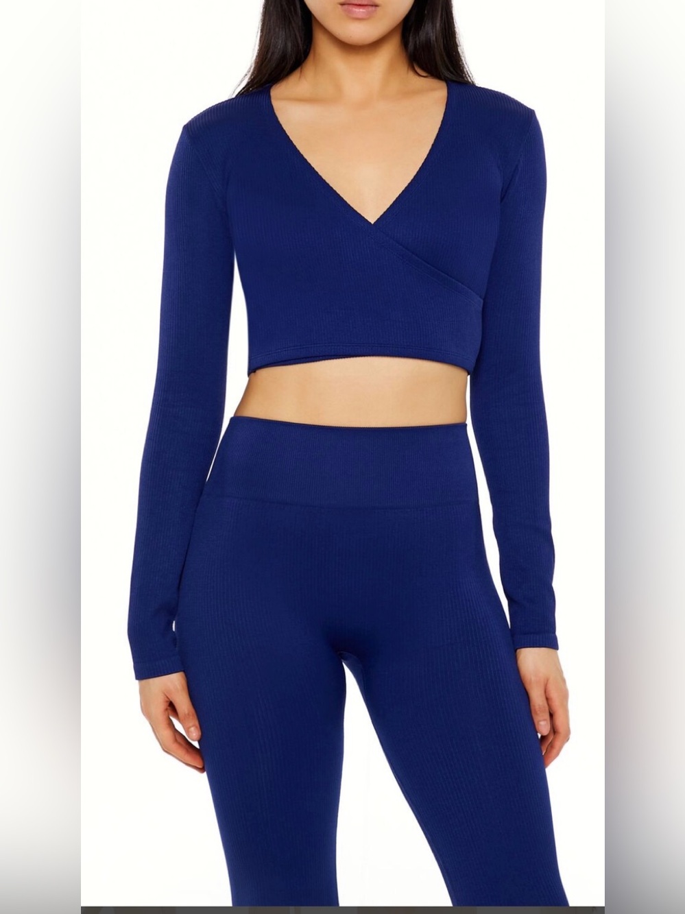 Active Seamless Ribbed Surplice Crop Top - Picture 2 of 5